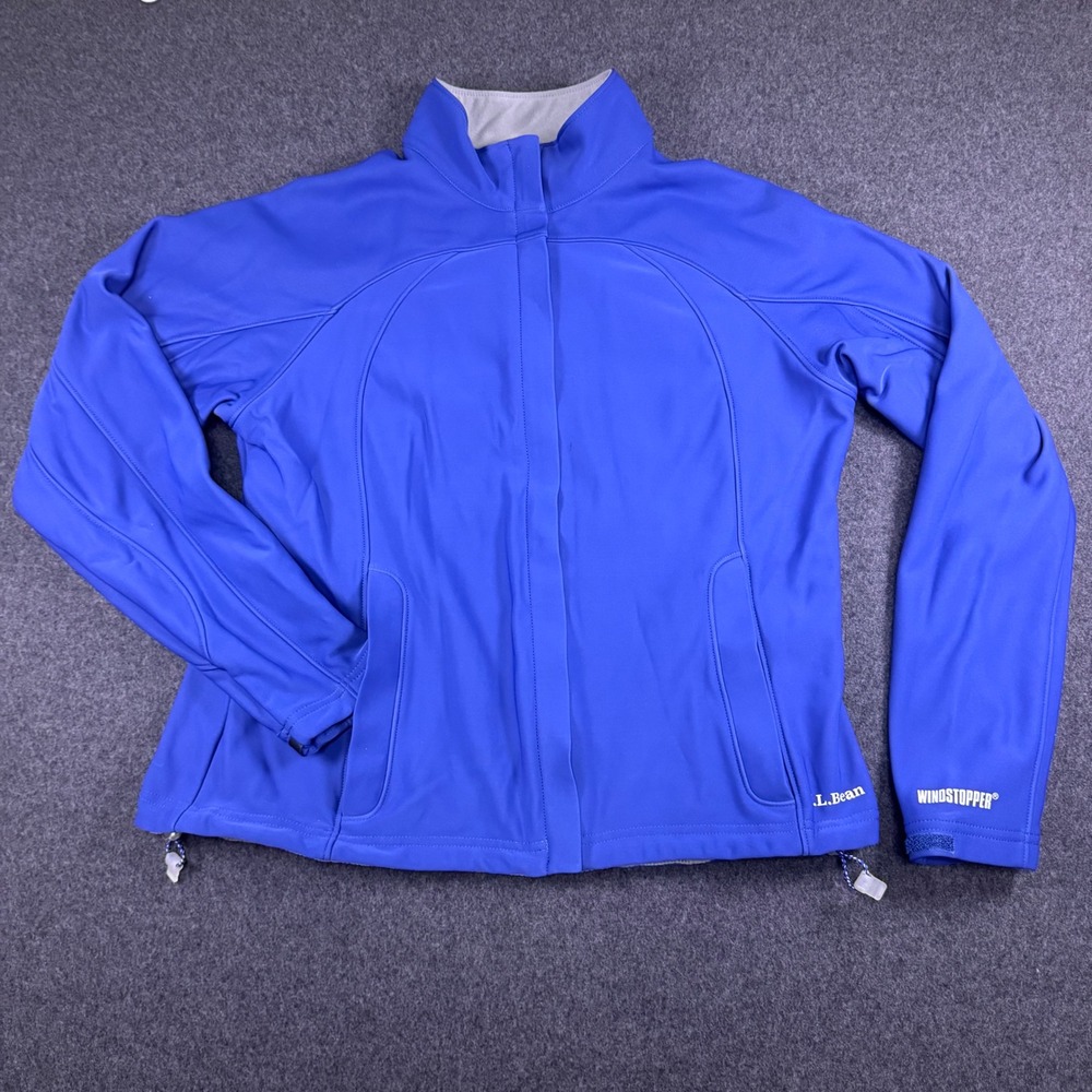 LL Bean Windstopper Softshell Jacket Womens Large Blue Full Zip Fleece Lined